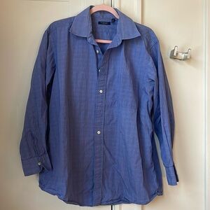 Burberry London Blue Plaid Button Down Shirt 17 33